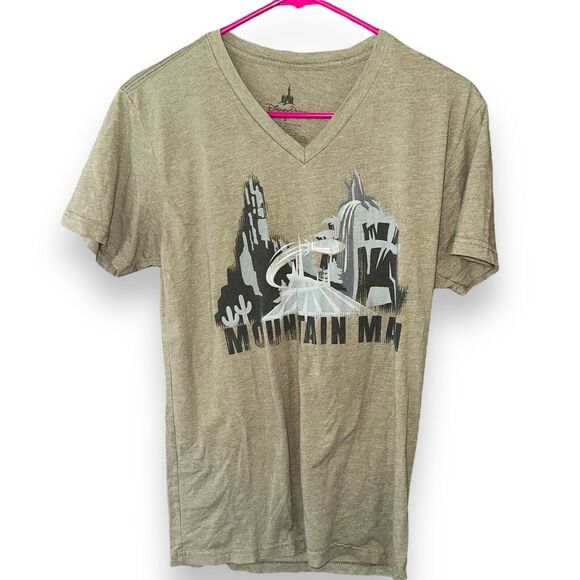 Disney Parks Mountain Man Splash Mountain V Neck T Shirt Small Army Green - Picture 2 of 11